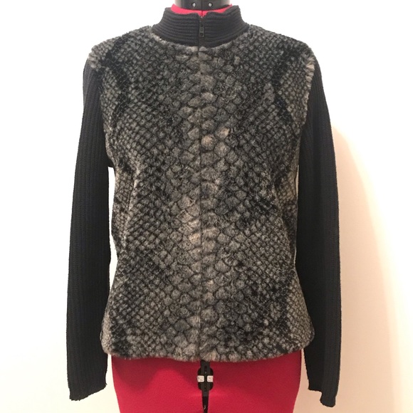 Parkhurst sweater jacket with faux fur - Picture 1 of 6